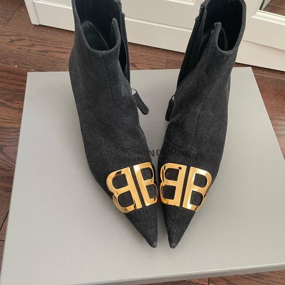 BALENCIAGA Black Denim Ankle Boots - Picture 6 of 14